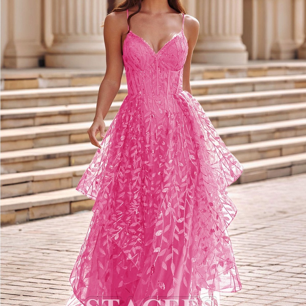 Pink Lace Evening Dress